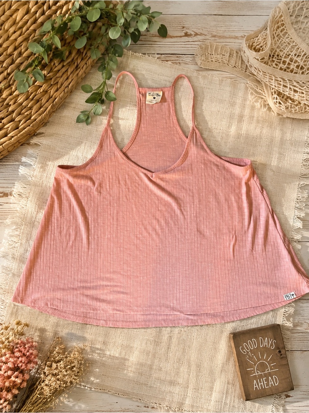Salt Life Pink Ribbed Racerback Tank